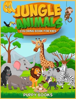 Front cover_Jungle Animals Coloring book for kids 4-8