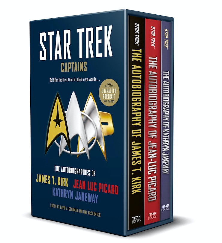 Star Trek Captains - The Autobiographies: Boxed set with slipcase and character portrait art of Kirk, Picard and Janeway autobiographies