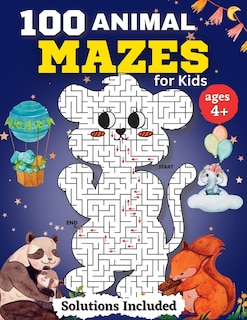 Front cover_100 Animal Mazes for kids for Kids Ages 4-8
