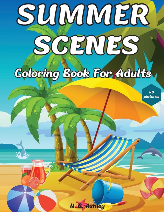 Front cover_Summer Scenes Coloring Book for Adults