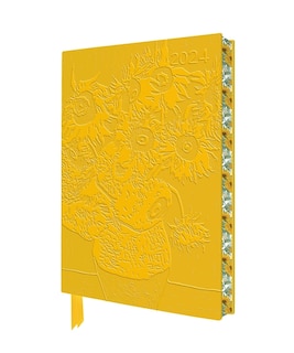 Vincent van Gogh: Sunflowers 2024 Artisan Art Vegan Leather Diary - Page to View with Notes