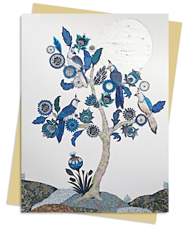 Front cover_Alexandra Milton: Silver Tree of life with Four White-throated Magpies Greeting Card Pack
