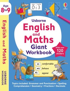 Front cover_Usborne English and Maths Giant Workbooks Age 8-9