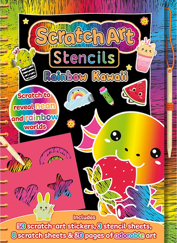 Couverture_SCRATCH ART STENCILS RAINBOW KAWAII