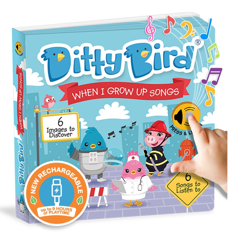 Front cover_Ditty Bird | When i grow up songs |Interactive Musical Sound book for toddlers 1- 3 | Early learning toy with sounds | I am a Firefigher