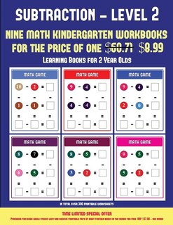 Education Books for 2 Year Olds (Kindergarten Subtraction/taking away Level 2): 30 full color preschool/kindergarten subtraction worksheets (includes 8 printable kindergarten PDF