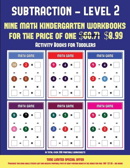 Couverture_Activity Books for Toddlers (Kindergarten Subtraction/taking away Level 2)