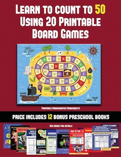 Couverture_Printable Kindergarten Worksheets (Learn to Count to 50 Using 20 Printable Board Games)