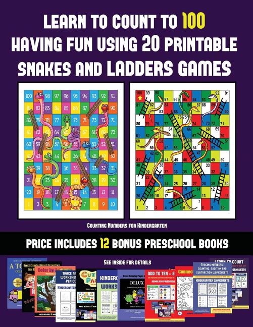 Couverture_Counting Numbers for Kindergarten (Learn to count to 100 having fun using 20 printable snakes and ladders games)