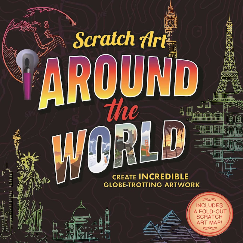 Front cover_Scratch Art: Around The World-Adult Scratch Art Activity Book