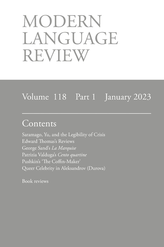 Modern Language Review (118: 1) January 2023