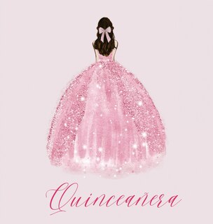 Front cover_Quinceanera Guest Book with pink dress (hardback)