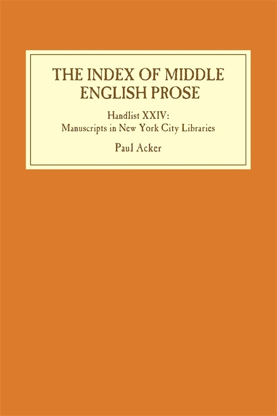 Couverture_The Index of Middle English Prose: Handlist XXIV