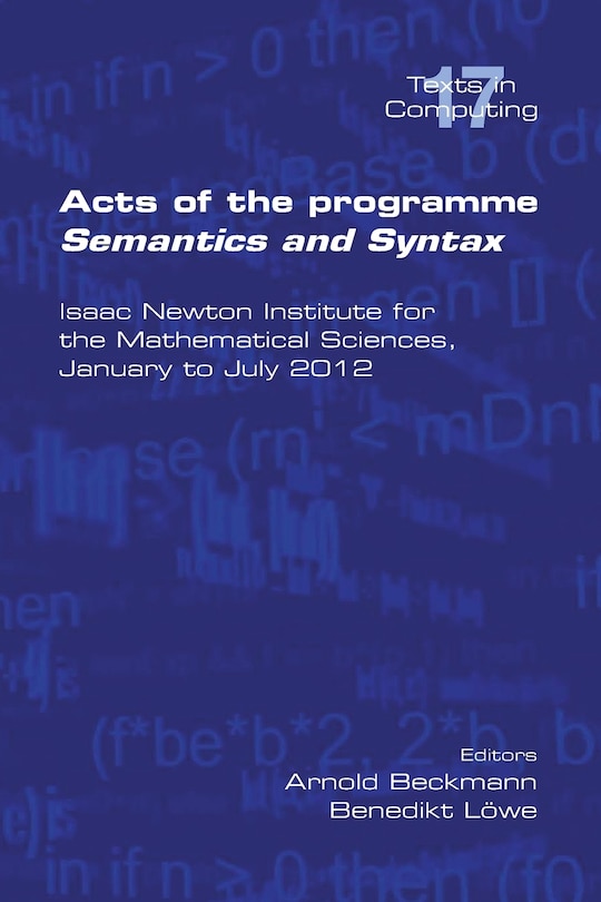 Front cover_Acts Of The Progamme Sematics And Syntax