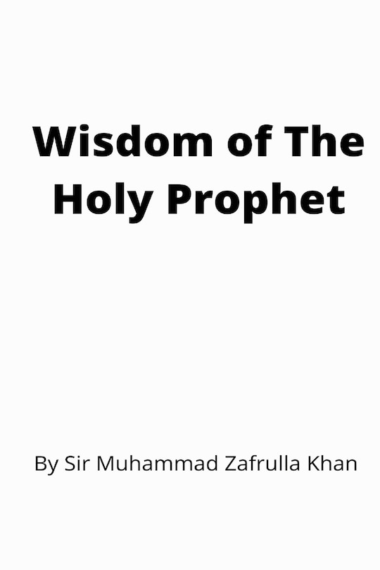 Front cover_Wisdom of The Holy Prophet