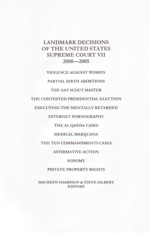 Couverture_Landmark Decisions of the United States Supreme Court VII