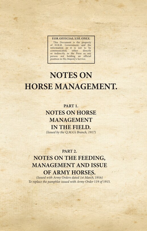 Couverture_Notes On Horse Management  (pts 1 & 2)