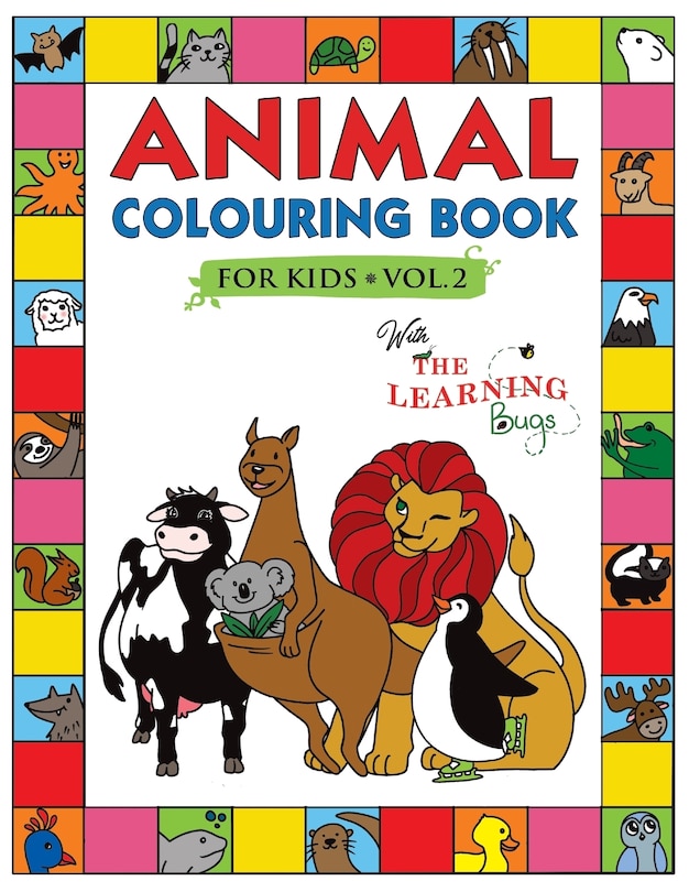 Front cover_Animal Colouring Book for Kids with The Learning Bugs Vol.2
