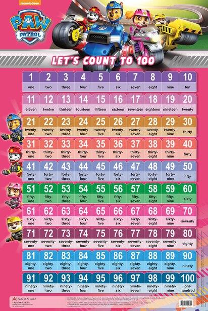 Paw Patrol Wall Chart: Count To 100, Book by Popular Book Company ...