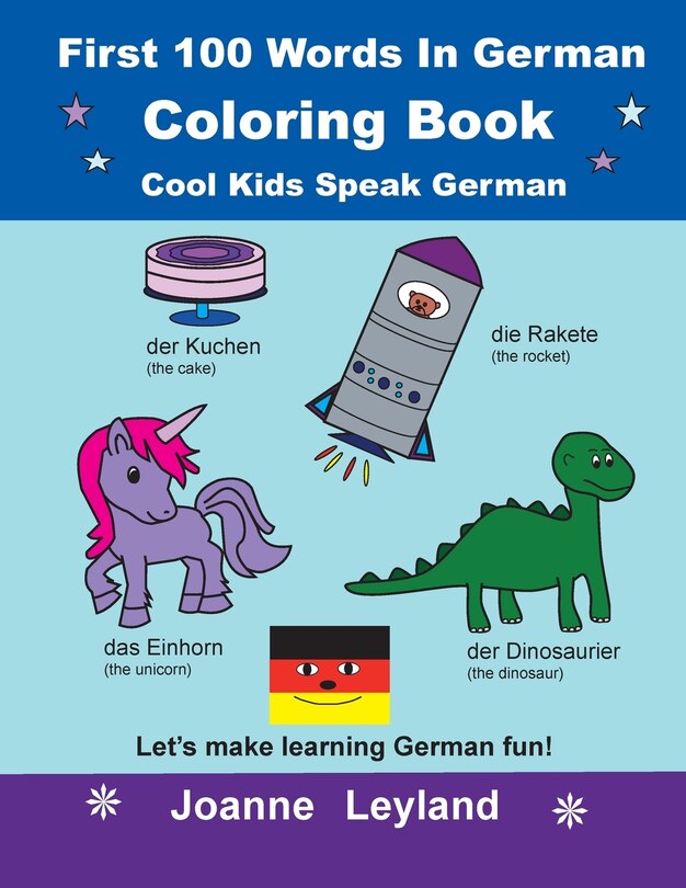 Front cover_First 100 Words In German Coloring Book Cool Kids Speak German