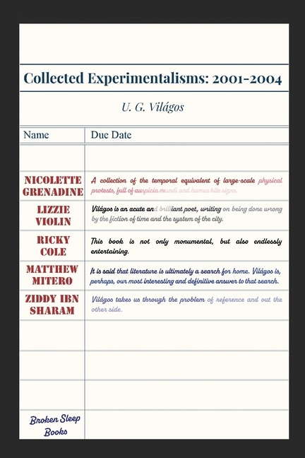 Front cover_Collected Experimentalisms