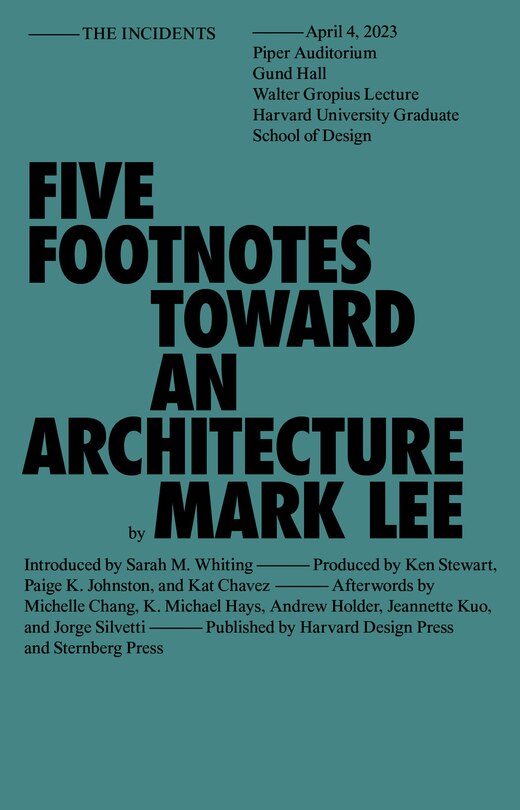 Front cover_Five Footnotes Toward an Architecture