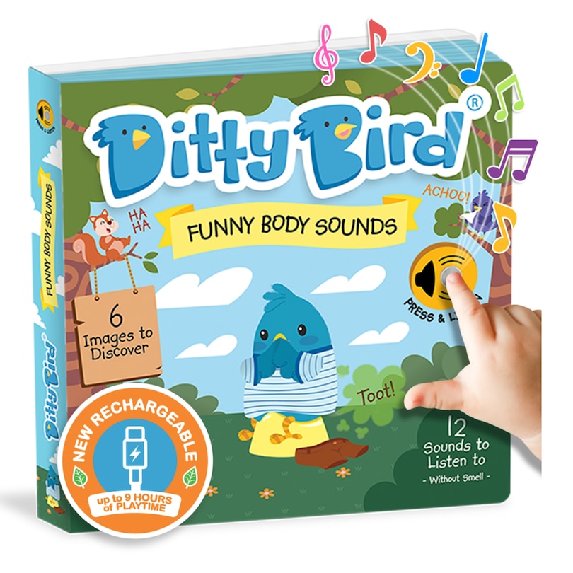 Front cover_Ditty Bird | Interactive Funny Body Sounds Book for toddlers 1- 3 | Gift for 1 year old boy girl