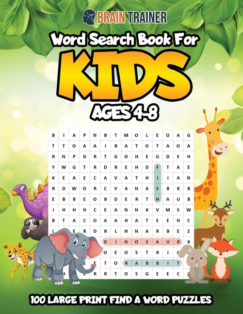 Front cover_Word Search For Kids Ages 4-8 - 100 Large Print Find A Word Puzzles