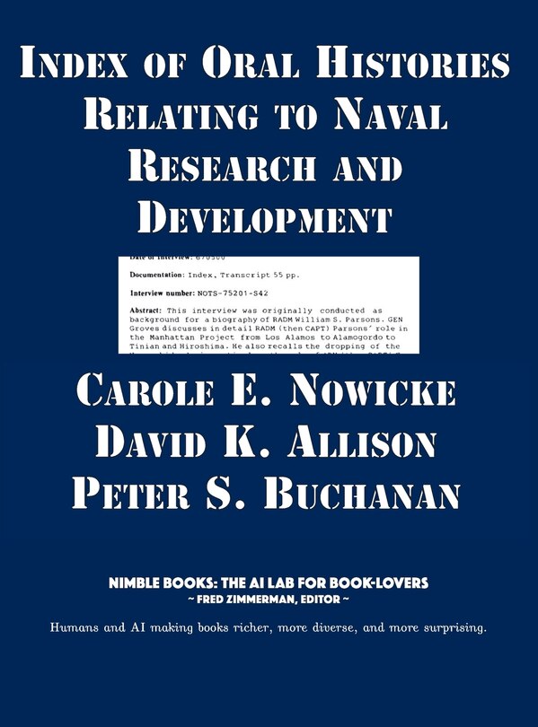 Couverture_Index of Oral Histories Relating to Naval Research and Development