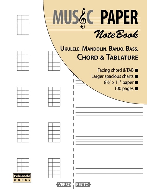 Couverture_MUSIC PAPER NoteBook - Ukulele, Mandolin, Banjo, Bass, Chord & Tablature