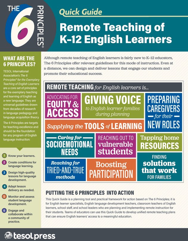 Couverture_The 6 Principles Quick Guide: Remote Teaching of K&ndash;12 English Learners