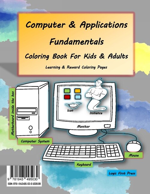 Front cover_Computer and Applications Fundamentals Coloring Book For Kids & Adults