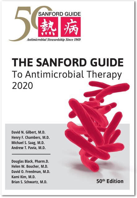 Couverture_The Sanford Guide to Antimicrobial Therapy 2020 (Pocket_Sized 4.375 x 6.5 in)