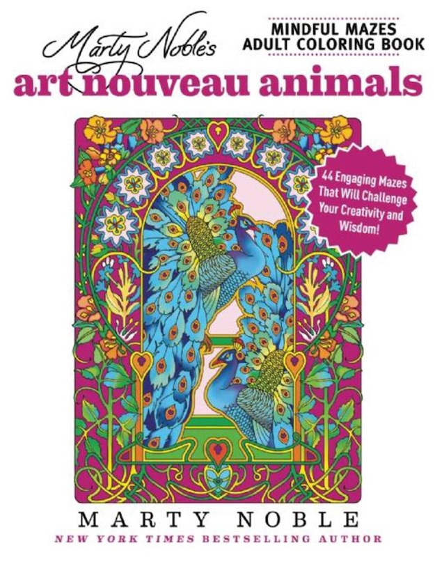 Couverture_Marty Noble's Mindful Mazes Adult Coloring Book: Art Nouveau Animals