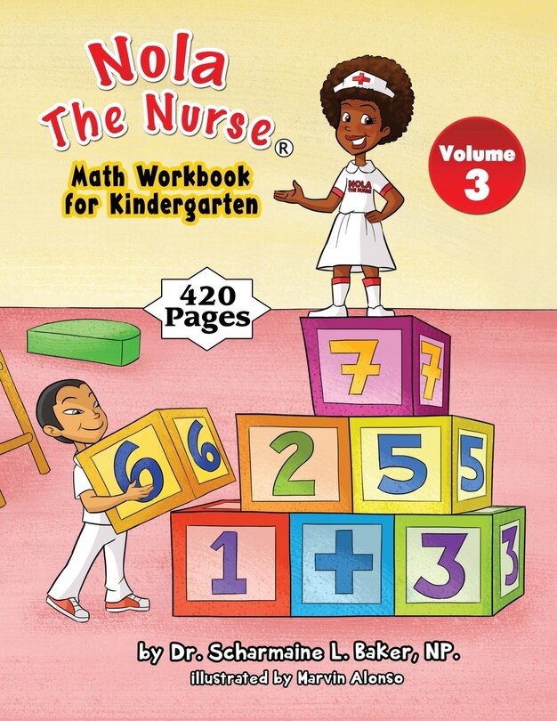 Front cover_Nola The Nurse Math Workbook for Kindergarten