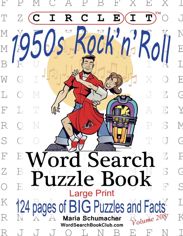 Front cover_Circle It, 1950s Rock'n'Roll, Word Search, Puzzle Book