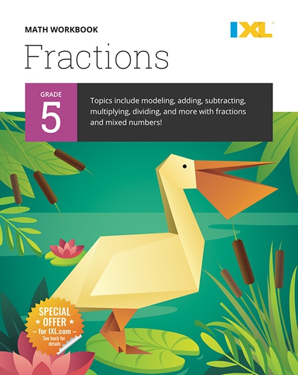 Front cover_Grade 5 Fractions Workbook (IXL Workbooks)