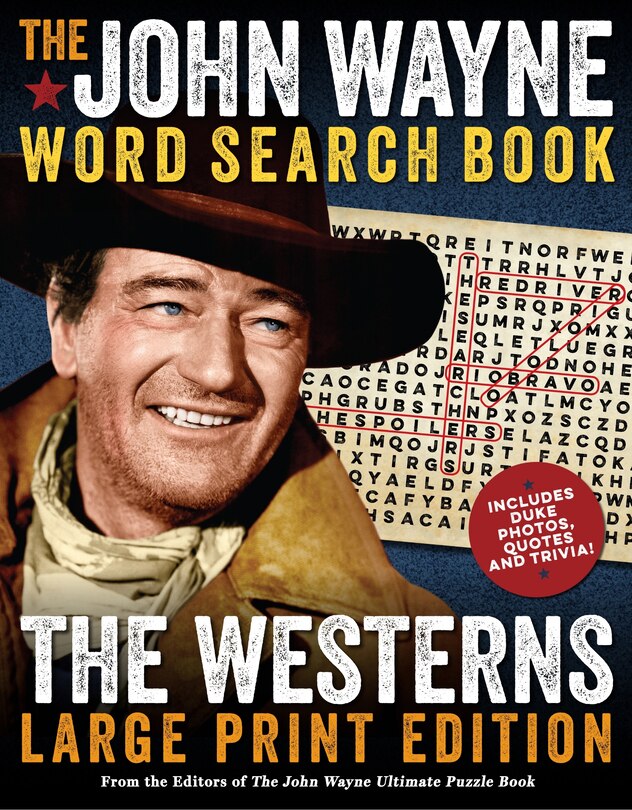 Front cover_The John Wayne Word Search Book – The Westerns Large Print Edition