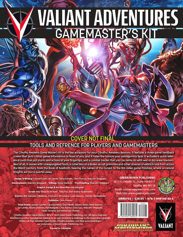 Front cover_Valiant Adventures Gamemaster’s Kit