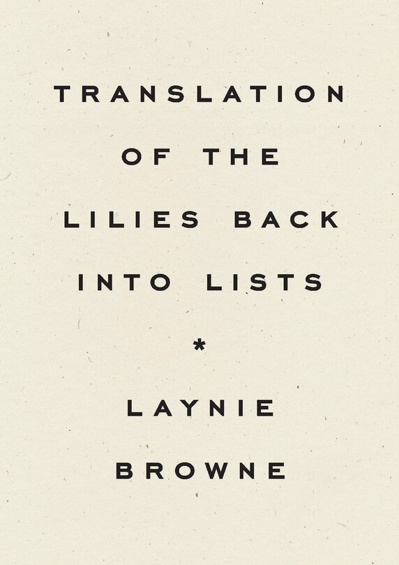 Couverture_Translation of the Lilies Back into Lists