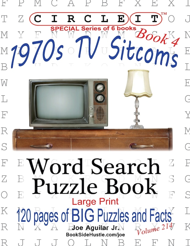 Front cover_Circle It, 1970s Sitcoms Facts, Book 4, Word Search, Puzzle Book