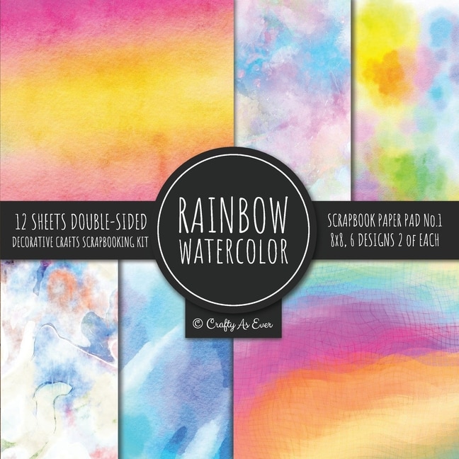 Rainbow Watercolor Scrapbook Paper Pad Vol.1 Decorative Crafts Scrapbooking Kit Collection For Card Making, Origami, Stationary, Decoupage, Diy Handmade Art Projects