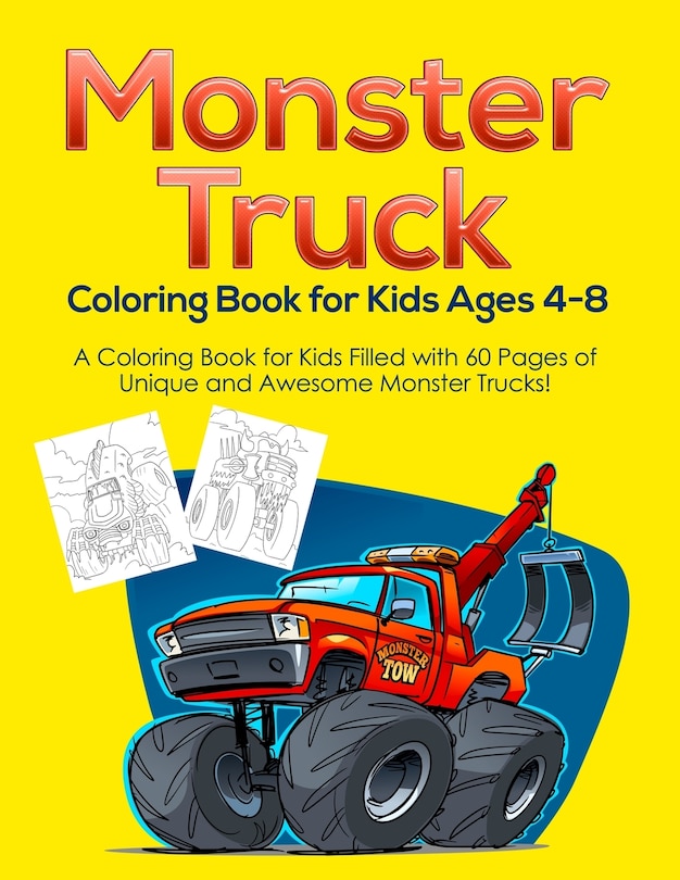 Front cover_Monster Truck Coloring Book for Kids Ages 4-8