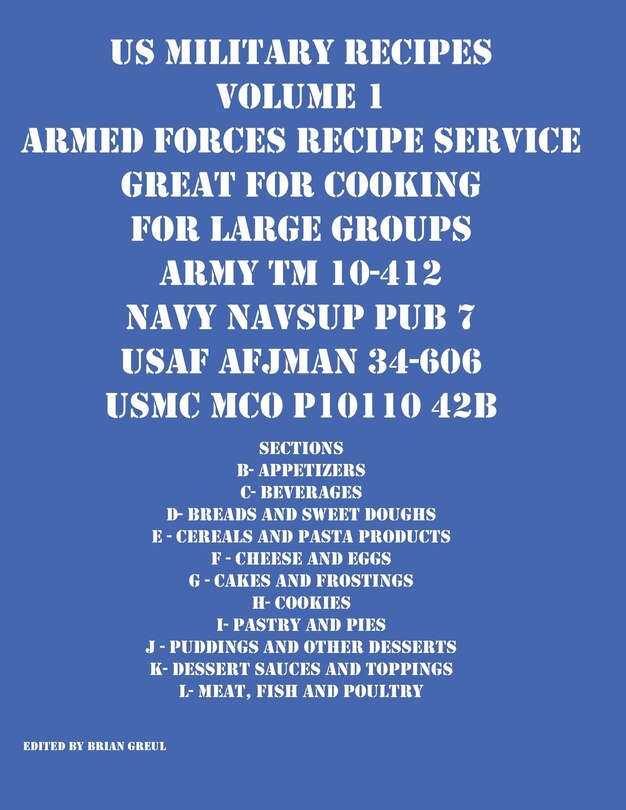 Front cover_US Military Recipes Volume 1 Armed Forces Recipe Service Great for Cooking for Large Groups