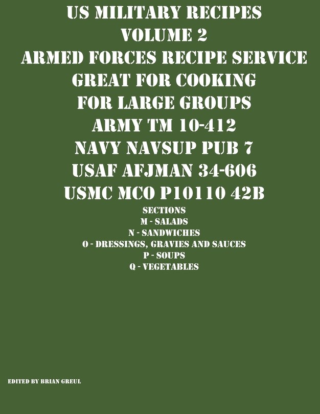 Front cover_US Military Recipes Volume 2 Armed Forces Recipe Service Great for Cooking for Large Groups