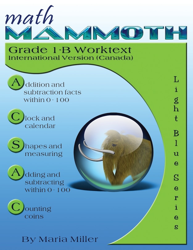 Front cover_Math Mammoth Grade 1-B Worktext, International Version (Canada)