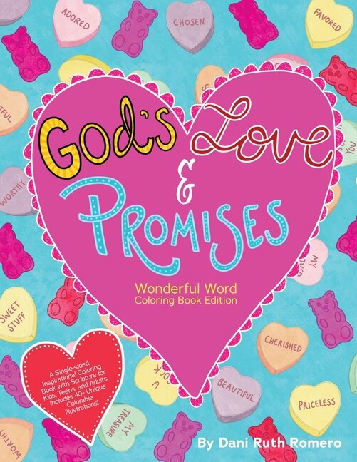 Front cover_God's Love & Promises - Single-sided Inspirational Coloring Book with Scripture for Kids, Teens, and Adults, 40+ Unique Colorable Illustrations