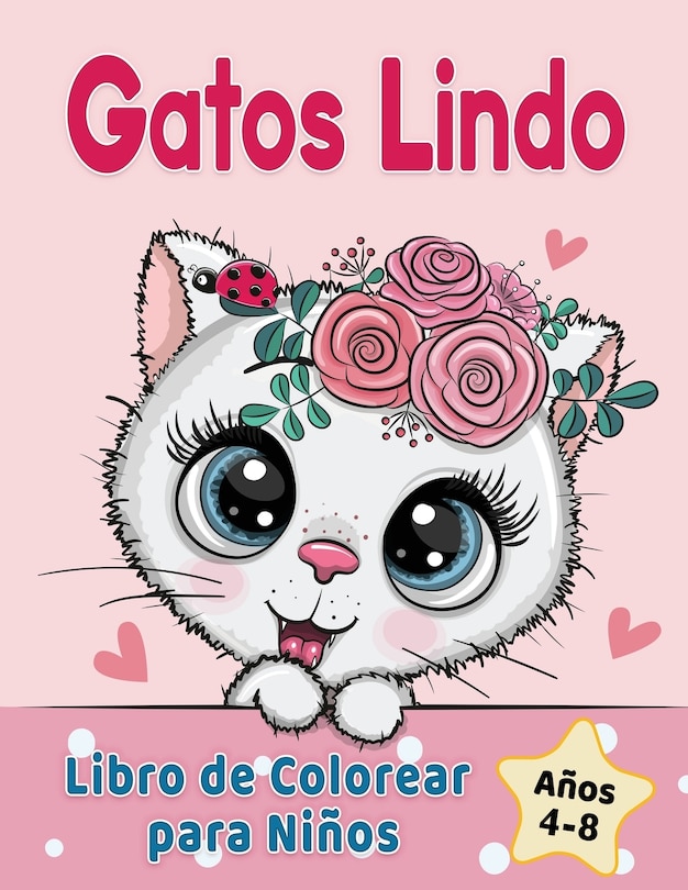 Front cover_Gatos Lindo Libro de Colorear para Niños de 4 a 8 años