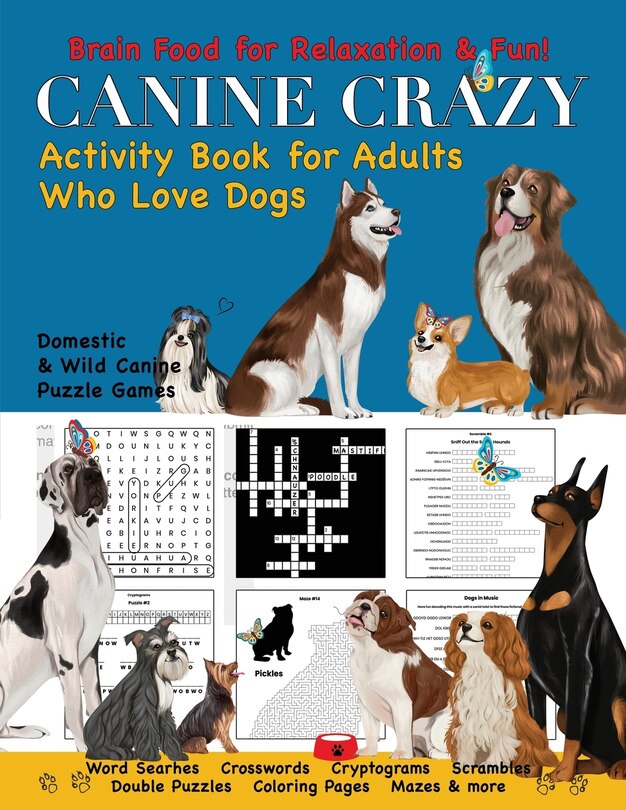 Front cover_Canine Crazy Activity Book for Adults Who Love Dogs