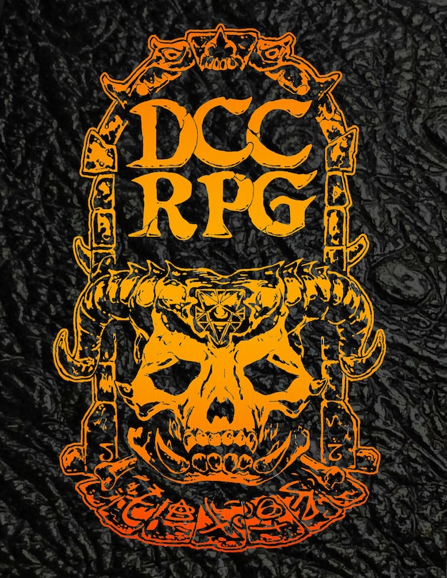 Front cover_Dungeon Crawl Classics Core Rulebook—Demon Skull Monster Hide Edition